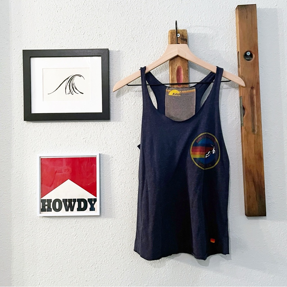 Aviator Nation Navy Signature Logo Tank Top Size Large